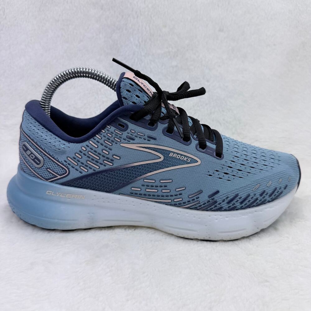 Brooks Glycerin 20 Womens Running Shoes Blue Peach Blissful Size 8.5 Sneakers